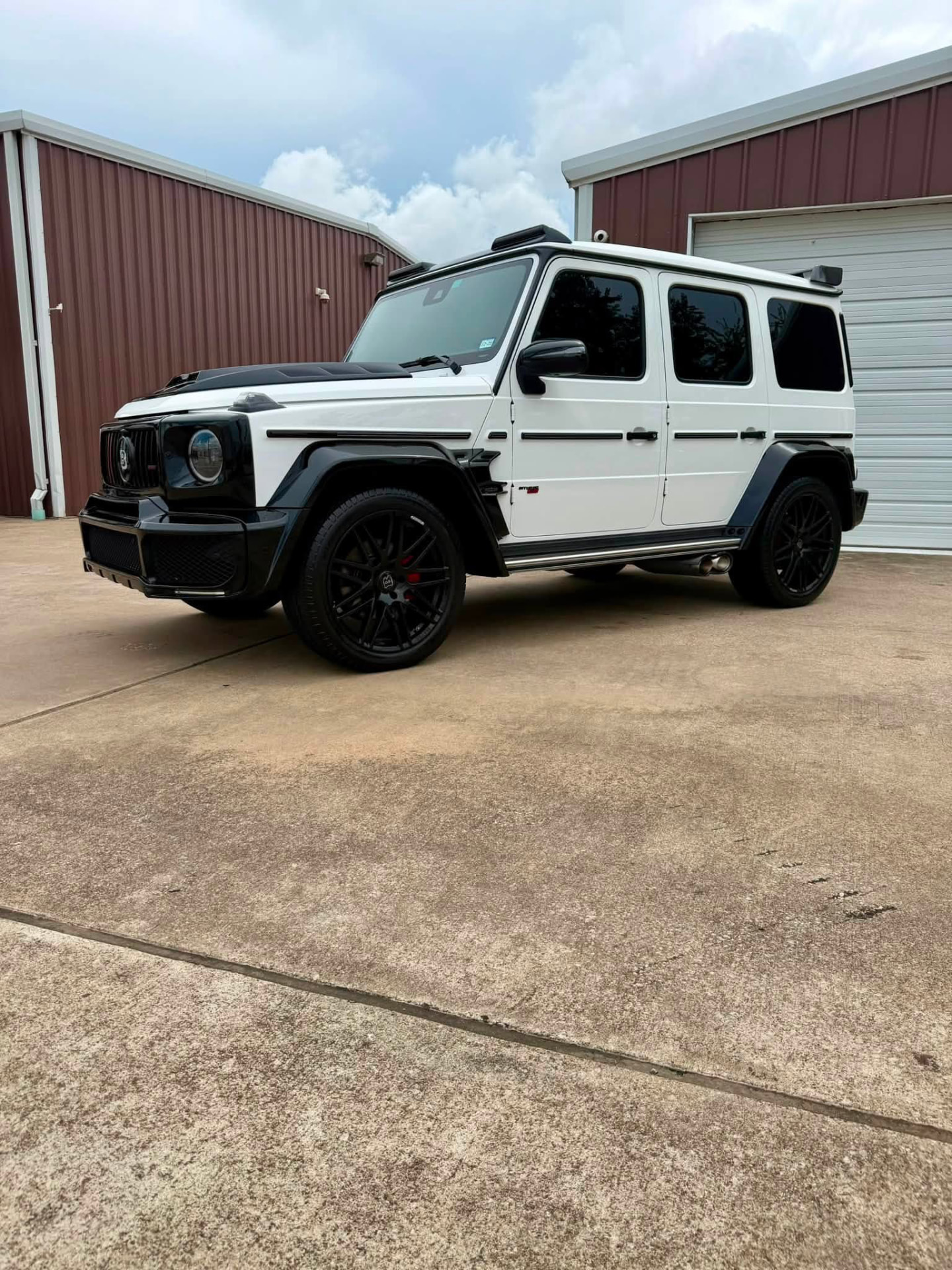 White Mercedes G-Wagon BRABUS with gloss black accents after a Diamond Paint Enhancement